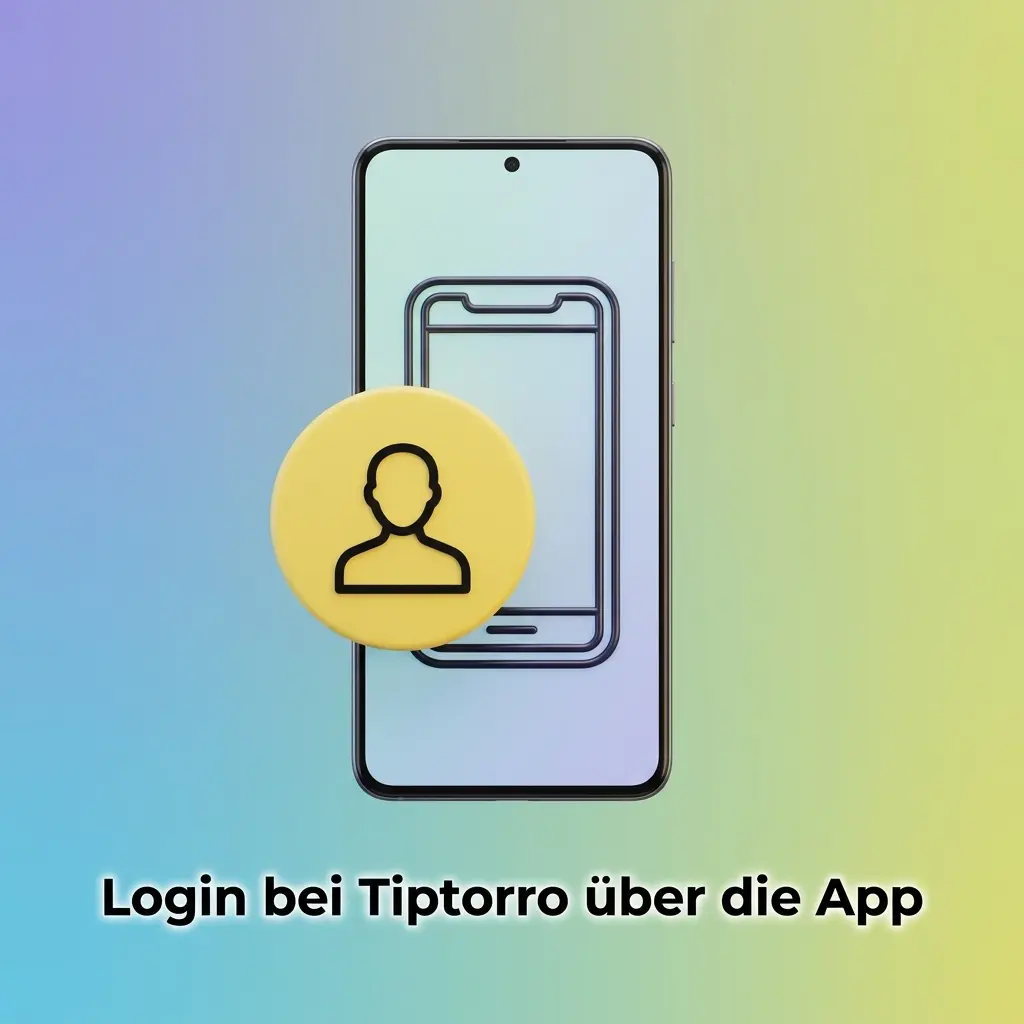Tiptorro App Login-Bildschirm auf Smartphone mit E-Mail, Passwort und biometrischer Anmeldeoption
