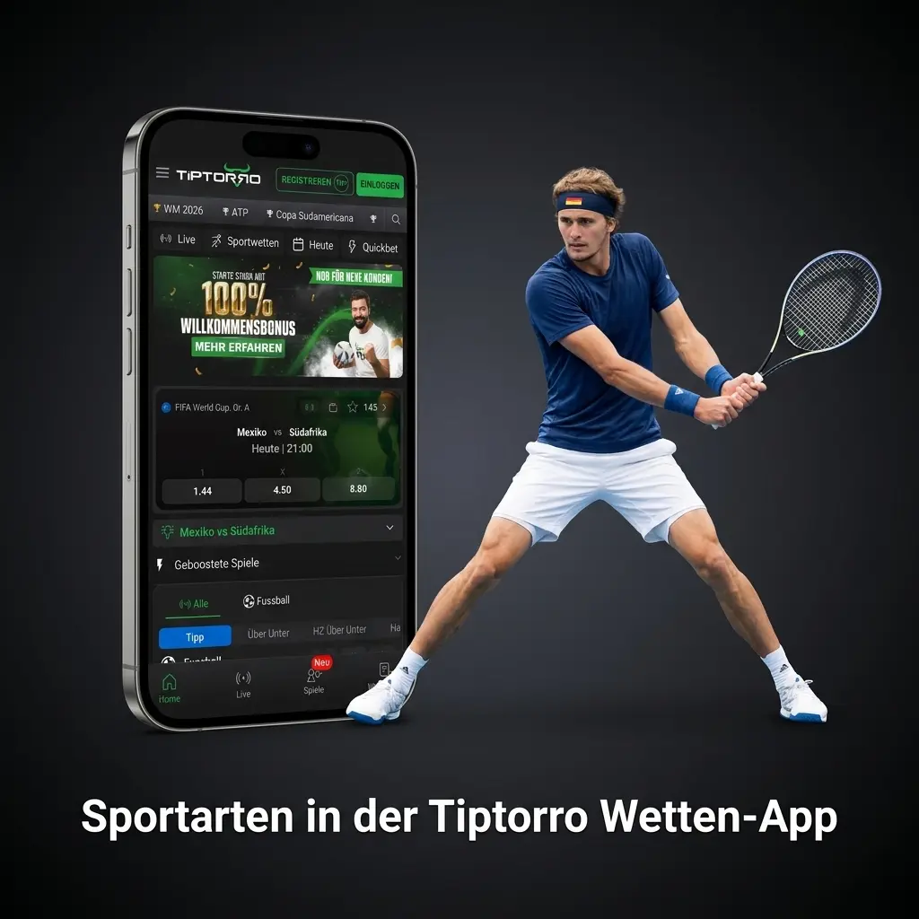 Tiptorro Wetten-App Sportarten: Fußball, Tennis, Basketball, Handball, Eishockey, eSports und mehr