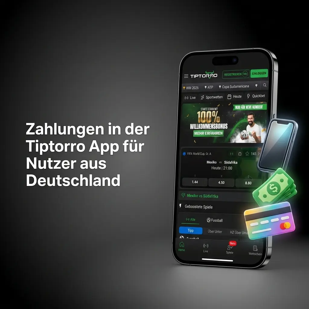 Tiptorro App Zahlungsmethoden für Deutschland: PayPal, Klarna, Skrill, Neteller, Kreditkarte und SEPA-Überweisung